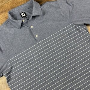 FootJoy Men's Golf Polo Stretch Shirt Blue Striped Pattern‎ Size L